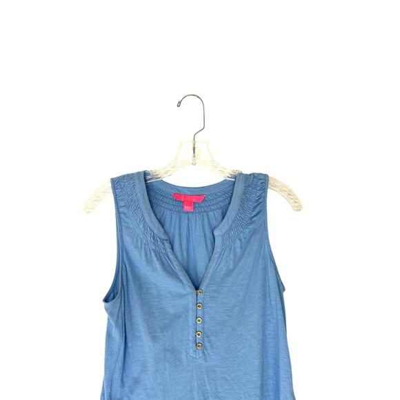 Lilly Pulitzer Blue Casual Basic Cotton Essie Sleeveless Tank Top Size Small - Picture 6 of 11